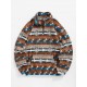 Women's Ethnic Aztec Geometric Print Fleece Fluffy Quarter Zip Pullover Sweatshirt